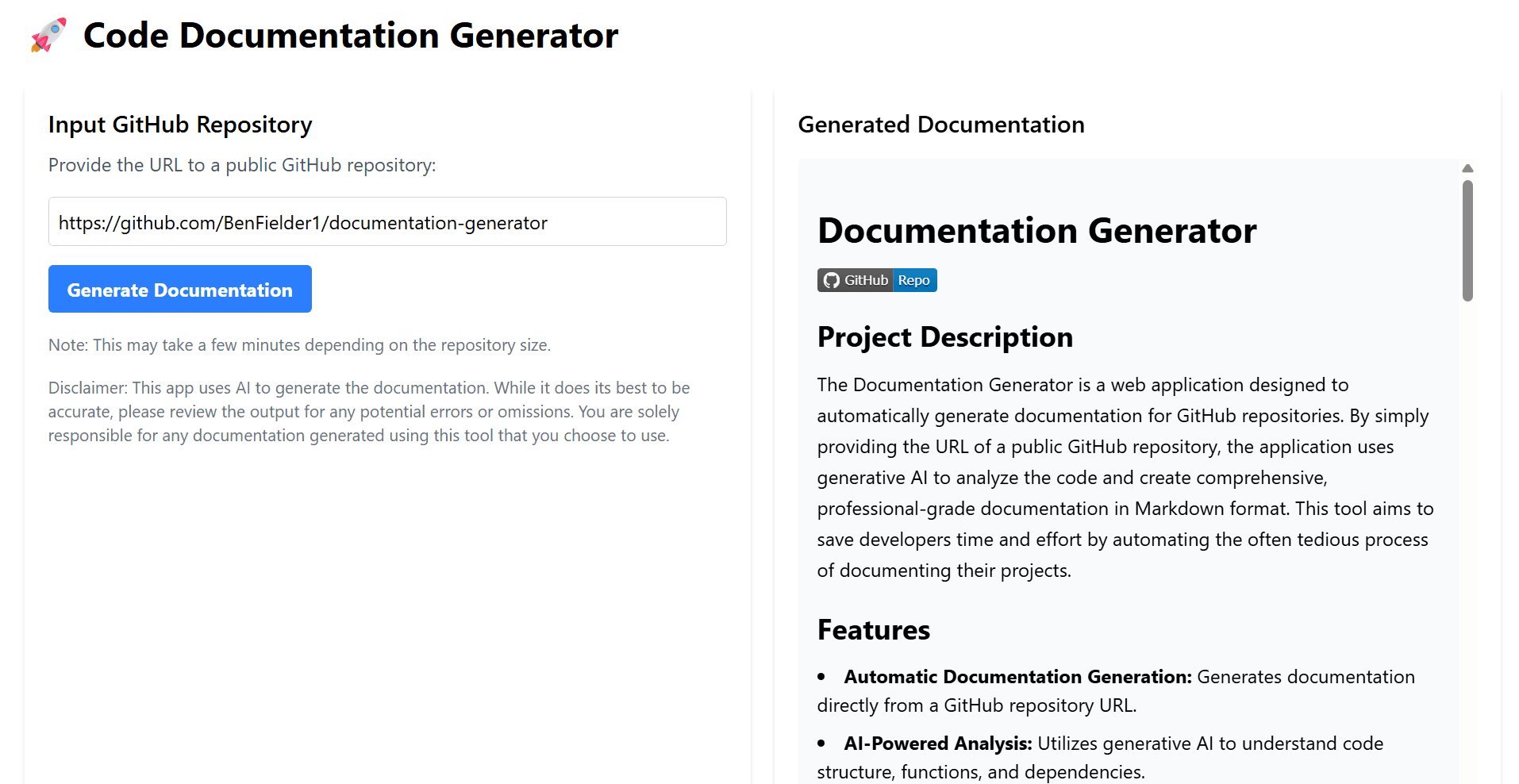 GitHub Documentation Generator